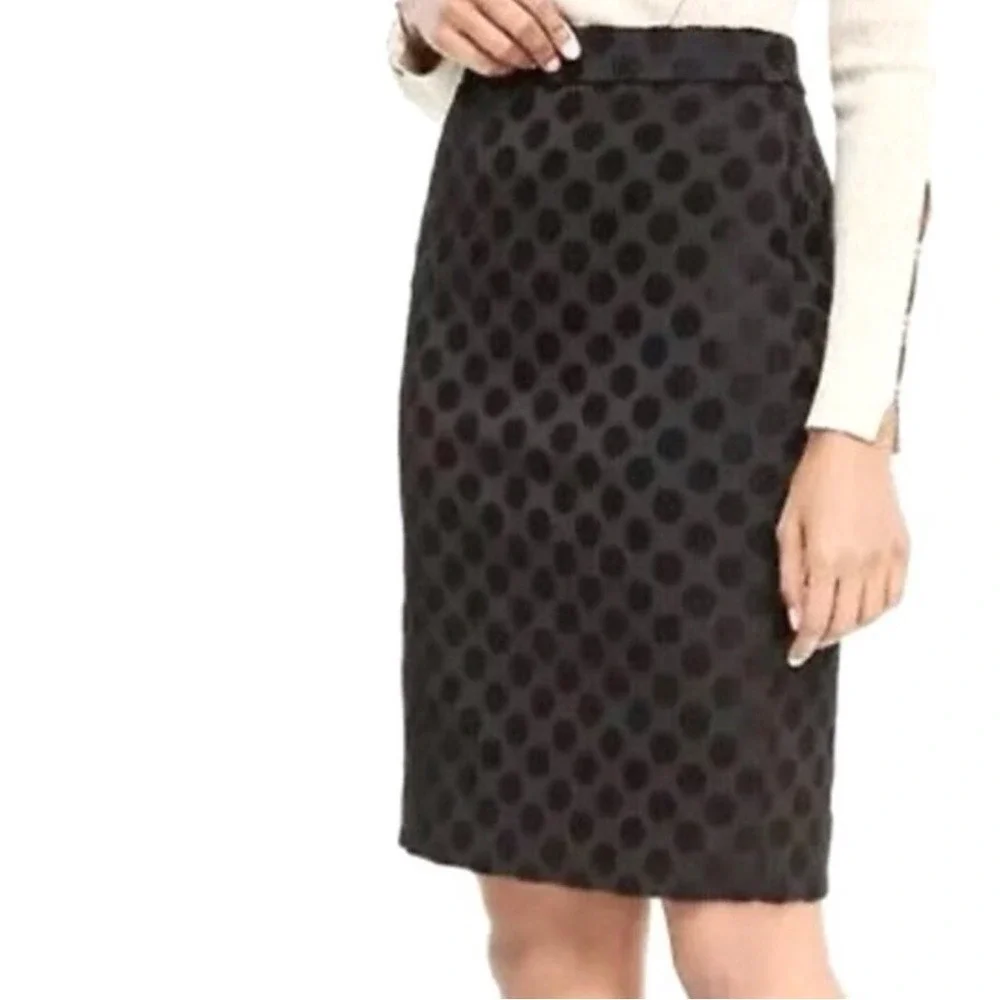 J.Crew Polka Dot Jacquard The‎ Pencil Skirt 2 Black